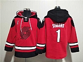 Men's Portland Trail Blazers #1 Anfernee Simons Red Lace-Up Pullover Hoodie,baseball caps,new era cap wholesale,wholesale hats